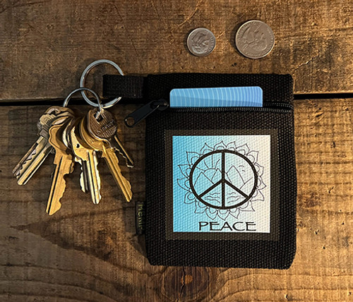 Peace Sign Mandal Mountain Scene with Peace, or Tahoe Hemp Key Coin Purse Peace Sign Mandal Mountain Scene with Peace, or Tahoe Hemp Key Coin Purse