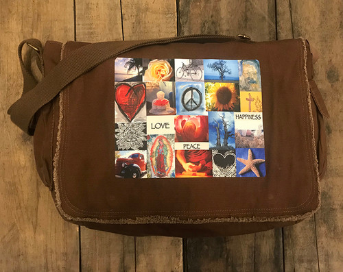 Love, Peace & Happiness Cotton Canvas Messenger Bag