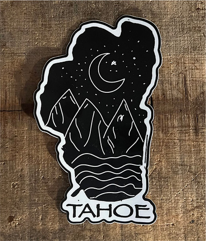 Lake Tahoe Night with Crescent Moon Sticker