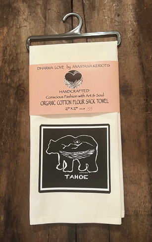 Dharma Love  Tea Towel (Kitchen Towel) Organic Cotton Flour Sack Towel Bear Mountain Scene Tahoe, Truckee, or No text 