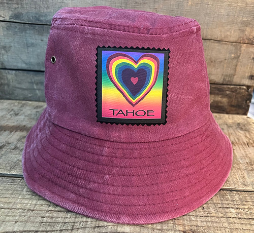 Dharma Love Bucket Hat 100% Cotton Rainbow Love Hearts Love, Tahoe, Truckee