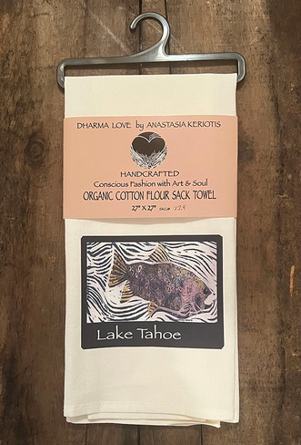 Dharma Love Tea Towel (Kitchen Towel) Organic Cotton Fish Lake Tahoe
