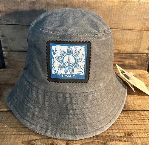 Dharma Love 100% Cotton Sunflower Peace Sign (block Print) Bucket Hat