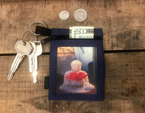 Buddha w/Gerber Daisy Hemp Key Coin Purse/Pouch