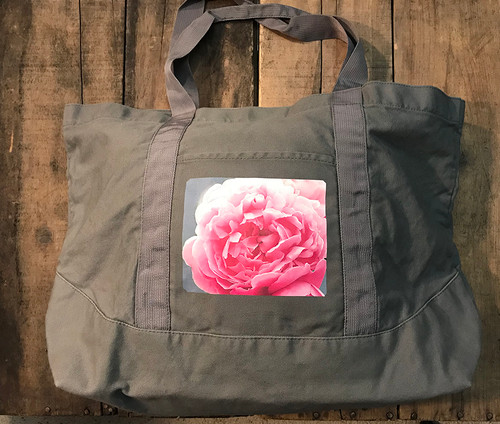 Pink Rose Cotton Canvas BeachMarket Tote Bag