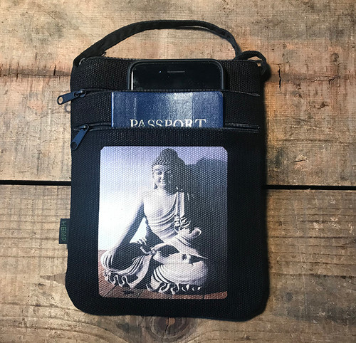 Buddha Hemp 3 Zip Cross Body Bag Purse