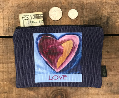 Besitos Dulces Heart (sweet kisses) LOVE Medium & Large Hemp Coin Purse