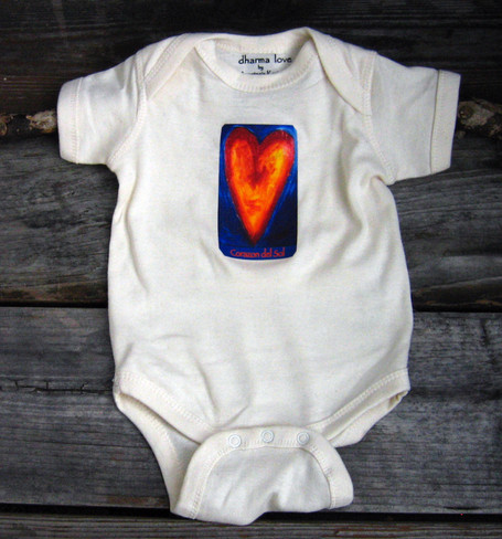Corazon del sol (Heart of the Sun) Certified Organic Cotton Baby Onesie/One Piece