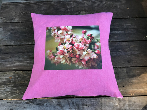 Pink Blossoms Handcrafted, Eco Dyed, Cotton Pillow