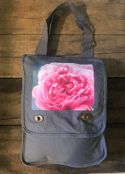 Pink Rose Cotton Canvas  Field/Messenger Bag