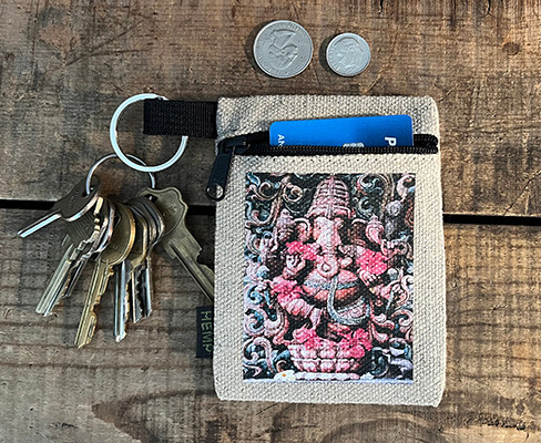 Ganesh (Hindu God) Hemp Key Coin Purse Pouch