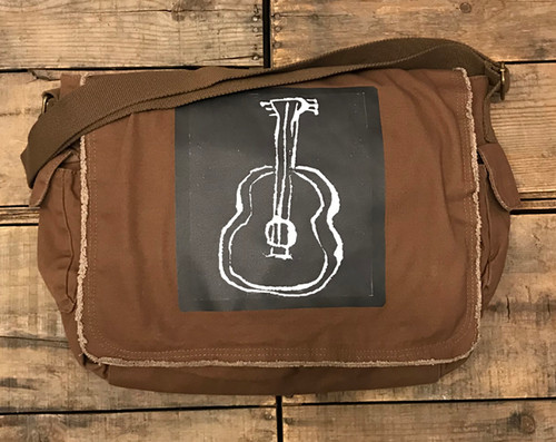 Guitar (Block Print) Cotton Canvas Messenger Bag