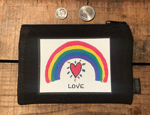 Rainbow Pride Love Medium & Large Hemp Coin Purse Pouch