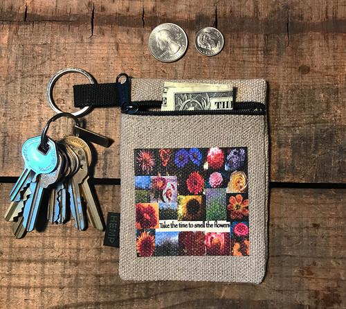 Take the time to smell the flowers Hemp Key Coin Purse Pouch