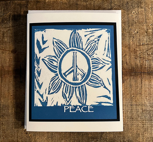 Sunflower Peace Sign (Block Print) Greeting Card 