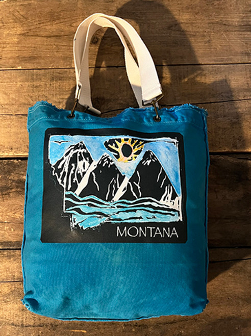 Mountains, Water, Sun Montana Cotton Canvas Girly Tote Purse