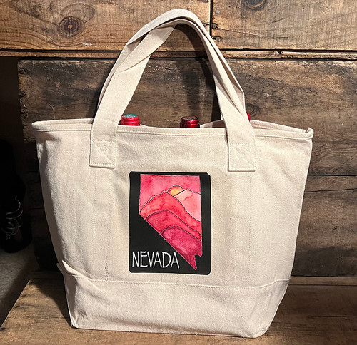 Nevada Mountain Sunset Cotton Canvas Wine Growler Tote Bag