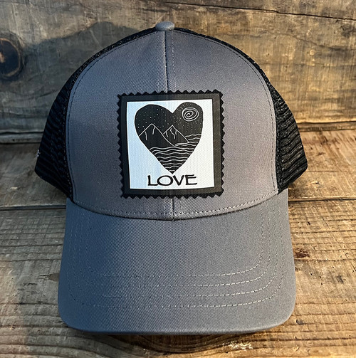 Heart of Night Love, Tahoe, Nevada or Custom Location Organic Cotton & Recycled Polyester  Trucker Hat