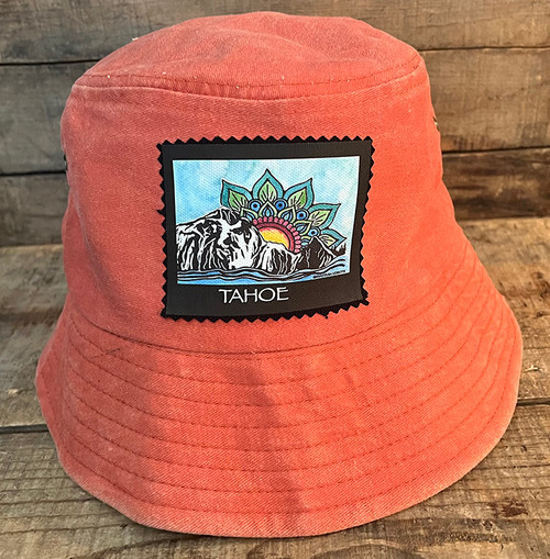 Dharma Love Bucket Hat  100% Cotton Mountain Mandala Sunrise  Tahoe, Truckee, Custom Location or No Text