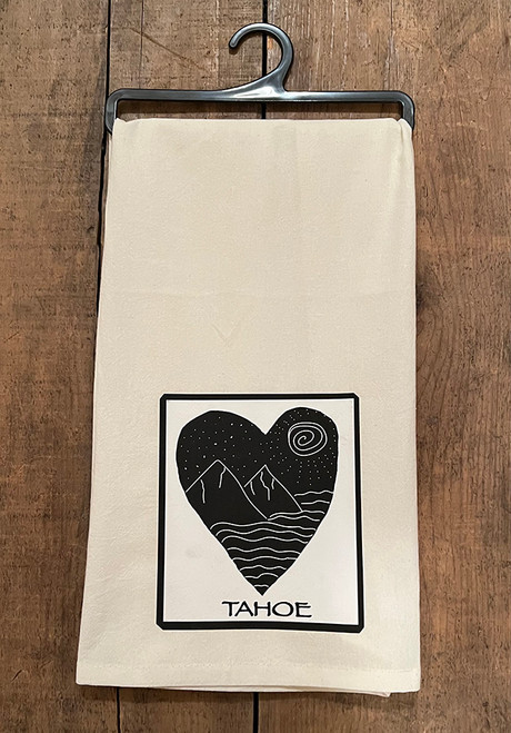 Heart of Night Tahoe, Truckee or No Text Tea Towel Organic Cotton Flour Sack Towel