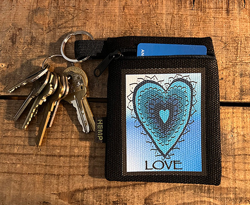 Azul Heart Love, or Tahoe Hemp Key Coin Purse Pouch