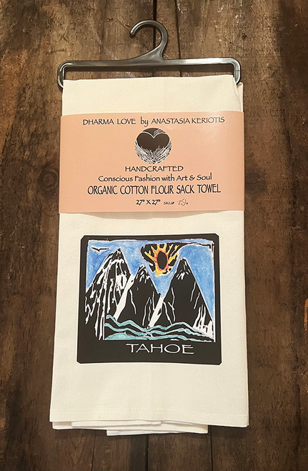 Dharma Love Tea Towel (Kitchen Towel) Mountains Water Sun Tahoe, Truckee, No Text