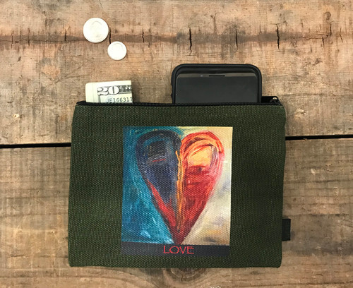 Night & Day  Heart LOVE Medium & Large Hemp Coin Purse