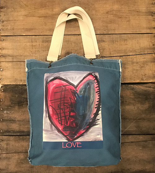 Cosmic Interlude of Love Heart Cotton Canvas Girly Tote Purse