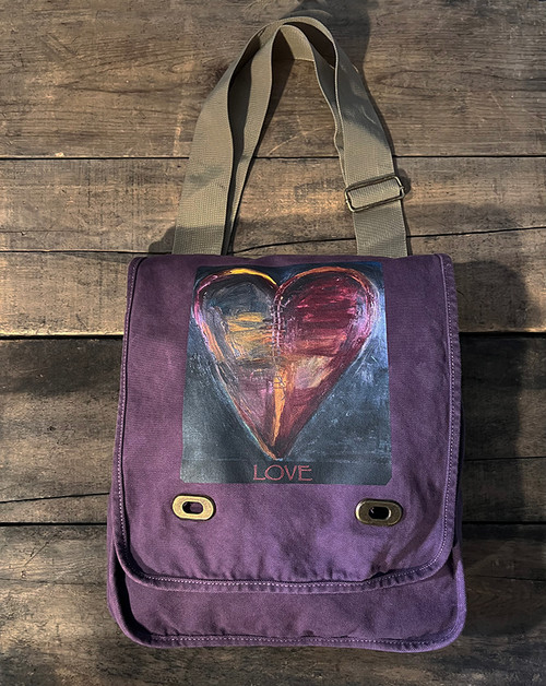 Healing Heart Cotton Canvas Cross Body Field Messenger Bag