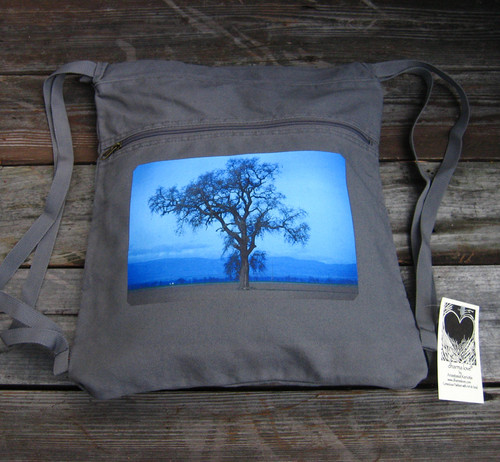 Oak Tree Boho Cotton Canvas Cinch Backpack