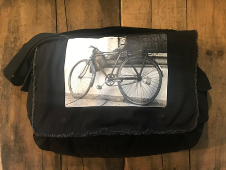 Bike Messenger Bag, Black, Cotton Canvas by Dharma Love