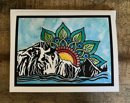 Mountain Mandala Sunrise Greeting Card