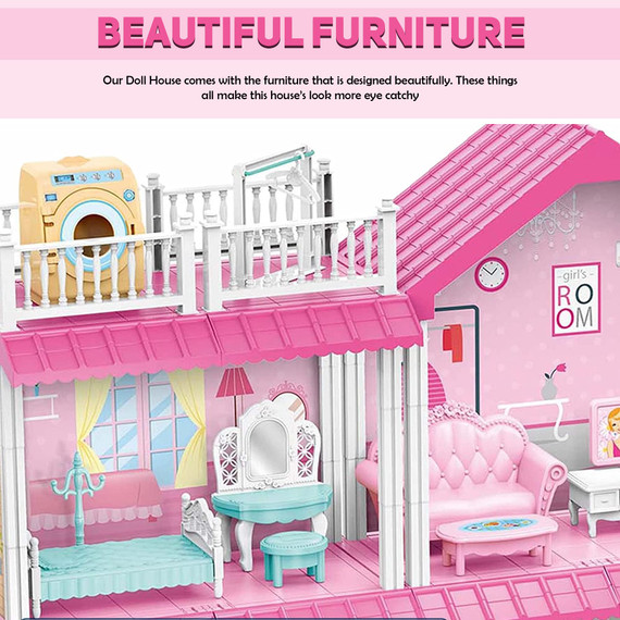 Sable Hub Dollhouse | Miniature puzzle DIY Pink House for Kids 3+ | Game for the whole Family
