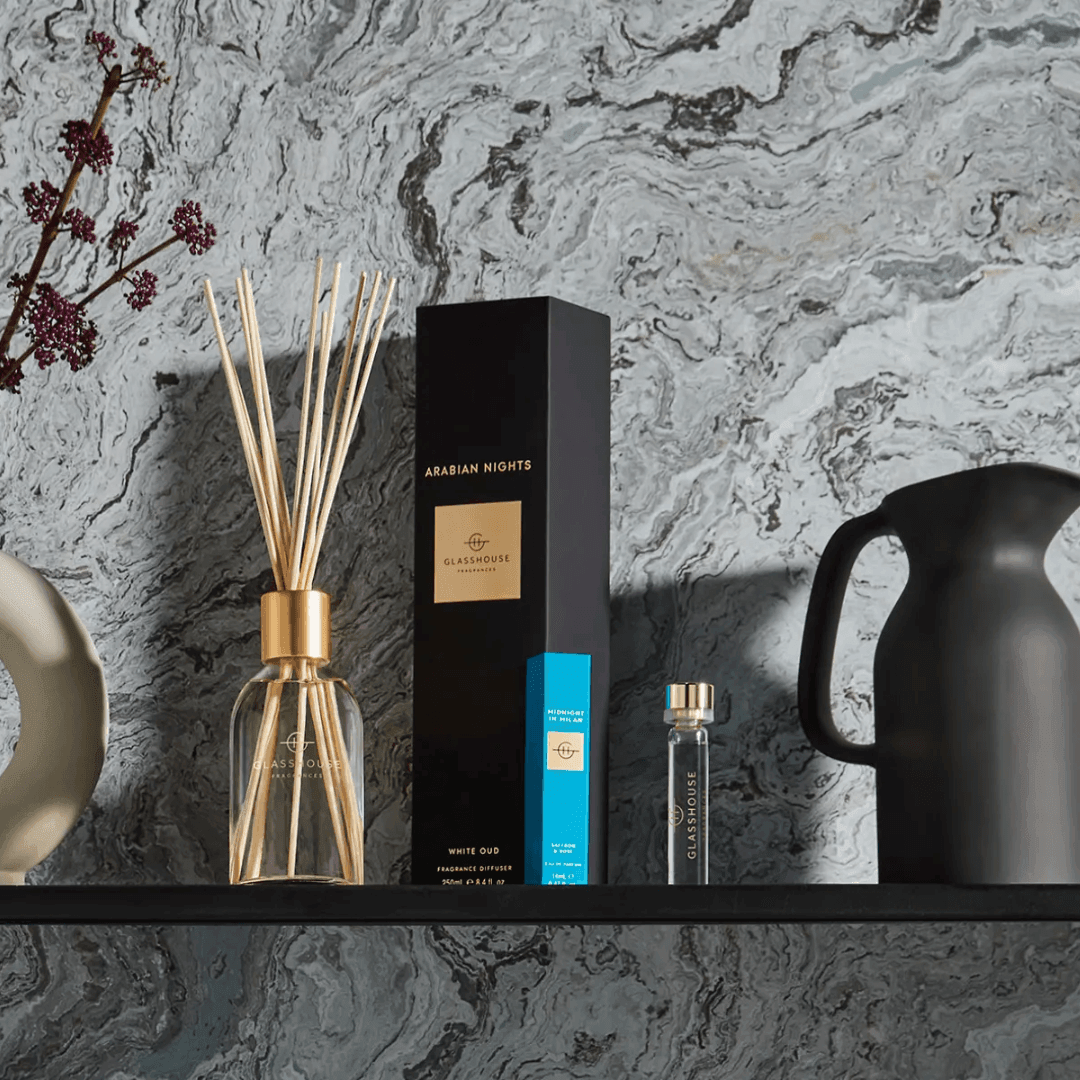 Glasshouse Fragrances Arabian Nights Candle 380g Diffuser 250mL