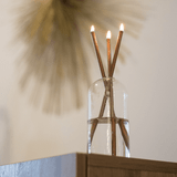 Candle - Everlasting Candle Co - Everlasting Candle Co Wylie Signature Set - Clear Vase & Champagne Candle Sticks - The Gift Company
