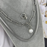 Nova Double Crystal Necklace – Silver