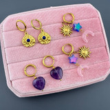 Elara Crescent & Sun Earrings – Gold