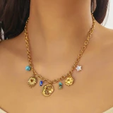 Delphine Crescent & Sun Necklace – Gold