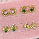 Nola Heart Bow Earrings – Pearl