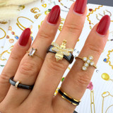 Dahlia Crystal Ring – Ceramic