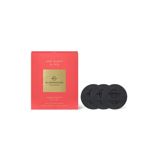 Car Diffuser - Glasshouse - Glasshouse Fragrances Car Diffuser Replacement Scent Disk - One Night in Rio - The Gift Company Car Diffuser - Glasshouse - Glasshouse Fragrances Car Diffuser Replacement Scent Disk - One Night in Rio - The Gift Company