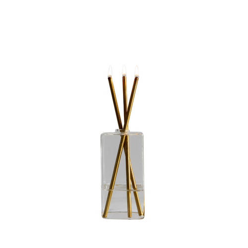 Candle - Everlasting Candle Co - Everlasting Candle Co Jervis Signature Set - Clear Vase & Gold Candle Sticks - The Gift Company