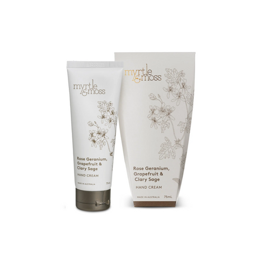 Hand Cream - Myrtle & Moss - Myrtle & Moss Hand Cream Rose Geranium, Grapefruit & Clary Sage 75mL - The Gift Company Hand Cream - Myrtle & Moss - Myrtle & Moss Hand Cream Rose Geranium, Grapefruit & Clary Sage 75mL - The Gift Company