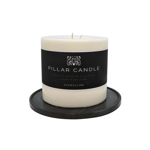 Pillar candle with stone tray - SANJULA - SANJULA Outdoor Pillar Candle with Stone Tray 4kg - The Gift Company