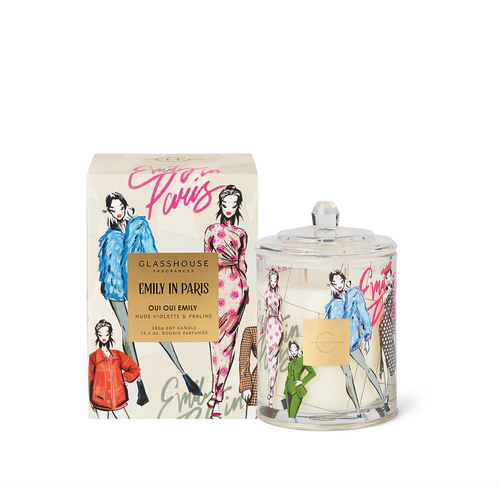 Glasshouse Fragrances Oui Oui Emily in Paris Candle 380g (Nude Violette & Praline)