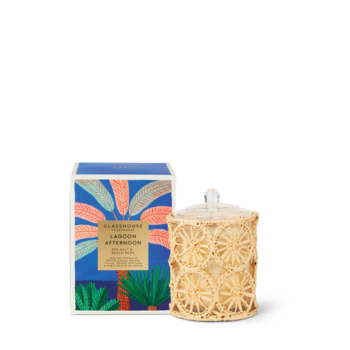 Glasshouse Fragrances Lagoon Afternoon Sea Salt & Beach Rose 380g Triple Scented Soy Candle