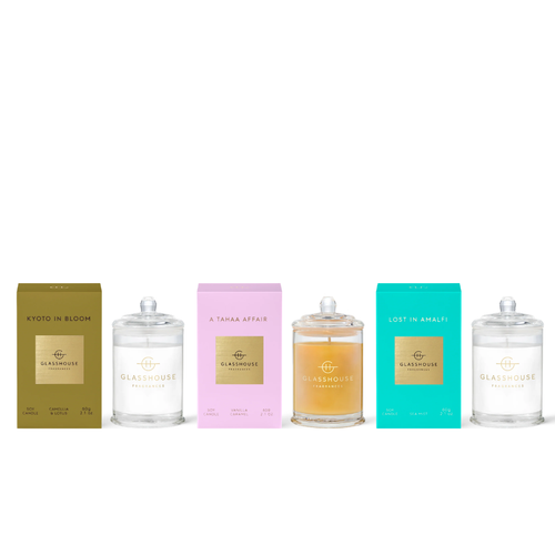 Glasshouse Fragrances Mini Candle Discovery Trio (Bestsellers)