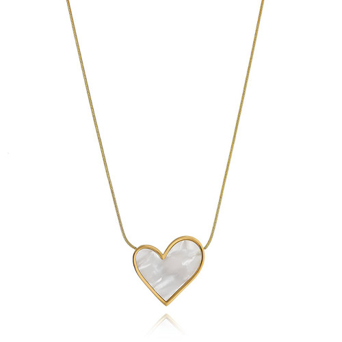 Serena Nacre Heart Necklace – Gold