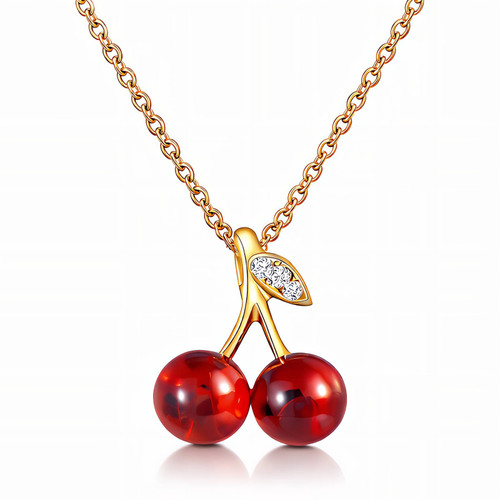 Cherry Charm Necklace – Gold