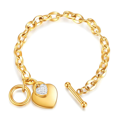 Amora Crystal Hearts Bracelet – Gold